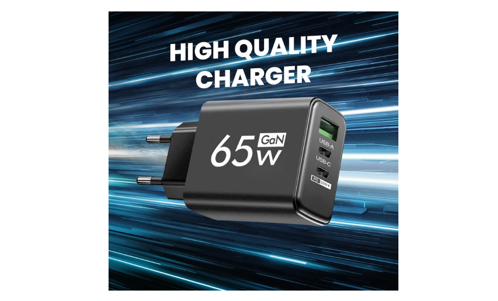 Leyf 65 W USB A USB C 3 in 1, alimentatore di rete a 3 porte GaN per Iphone 15 e Sansung