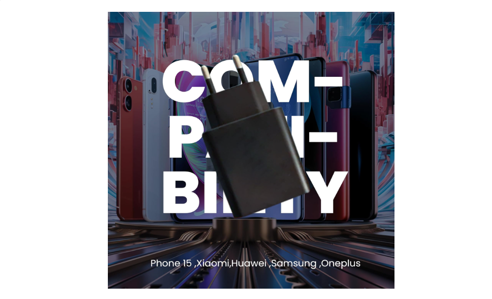 Leyf 65 W USB A USB C 3 in 1, alimentatore di rete a 3 porte GaN per Iphone 15 e Sansung