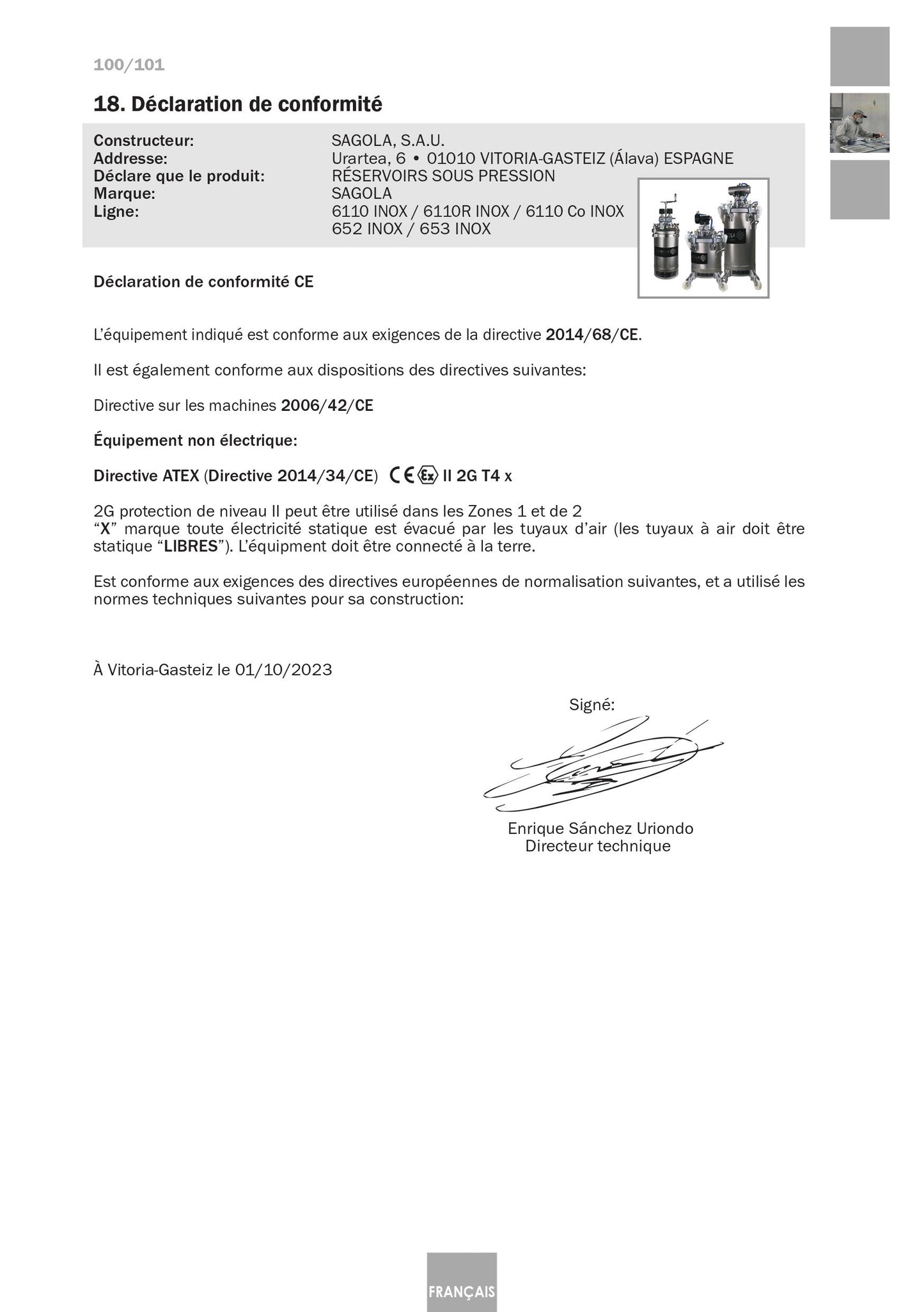 Serbatoio a Pressione Industriale 6110 Inox Articolo 10540701 Sagola