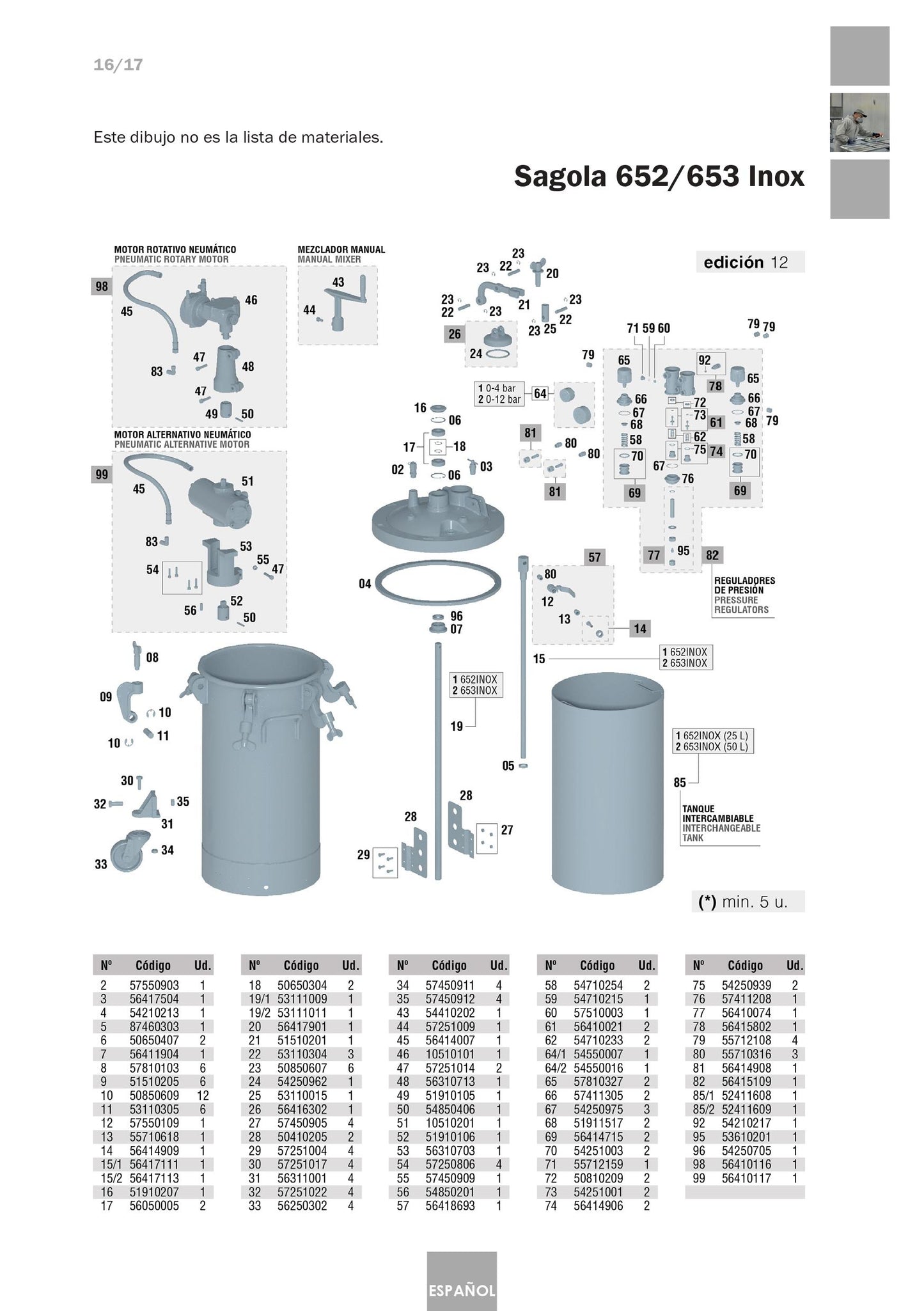 Serbatoio a Pressione Industriale 6110 Inox Articolo 10540701 Sagola