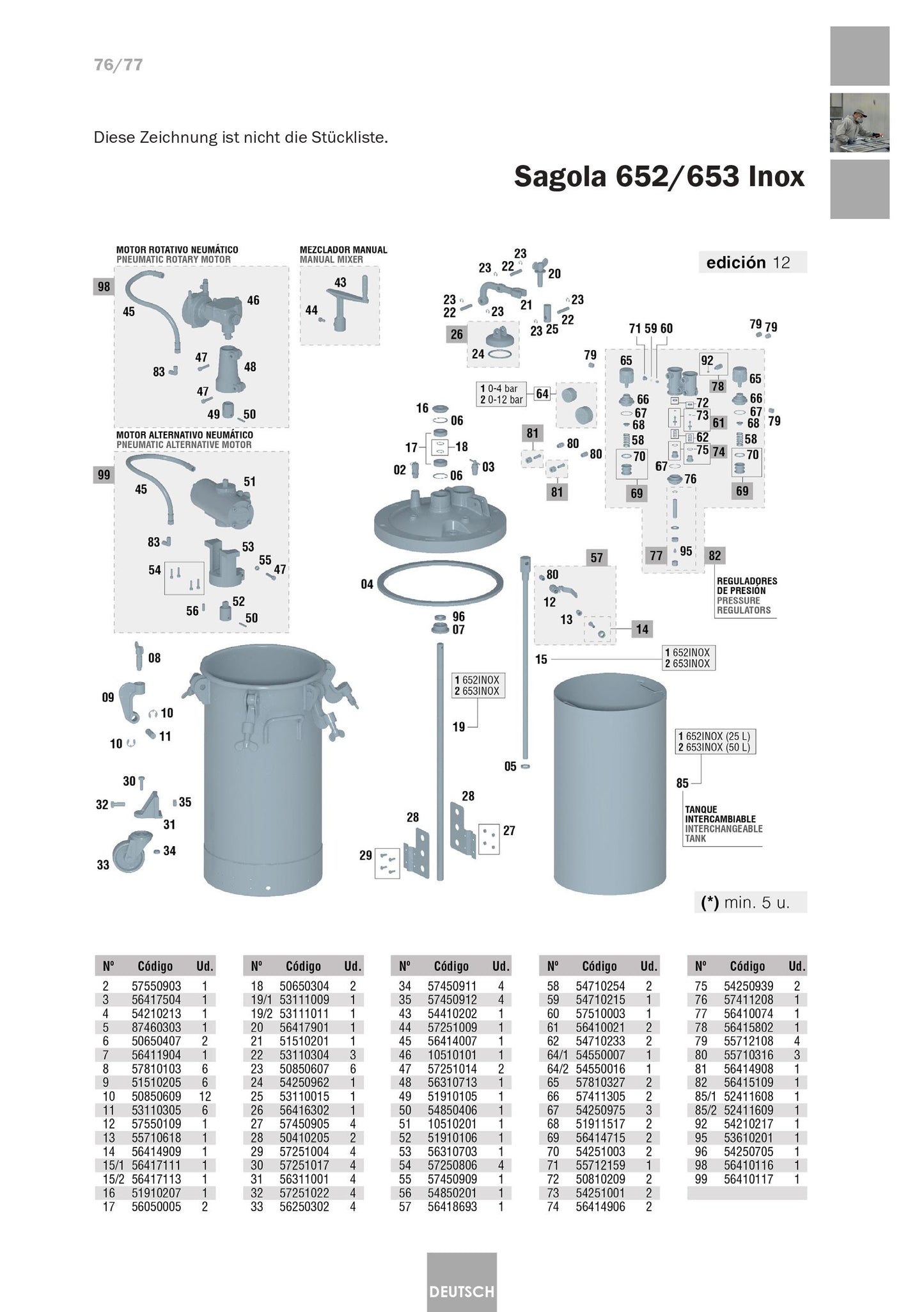 Serbatoio a Pressione Industriale 6110 Inox Articolo 10540701 Sagola