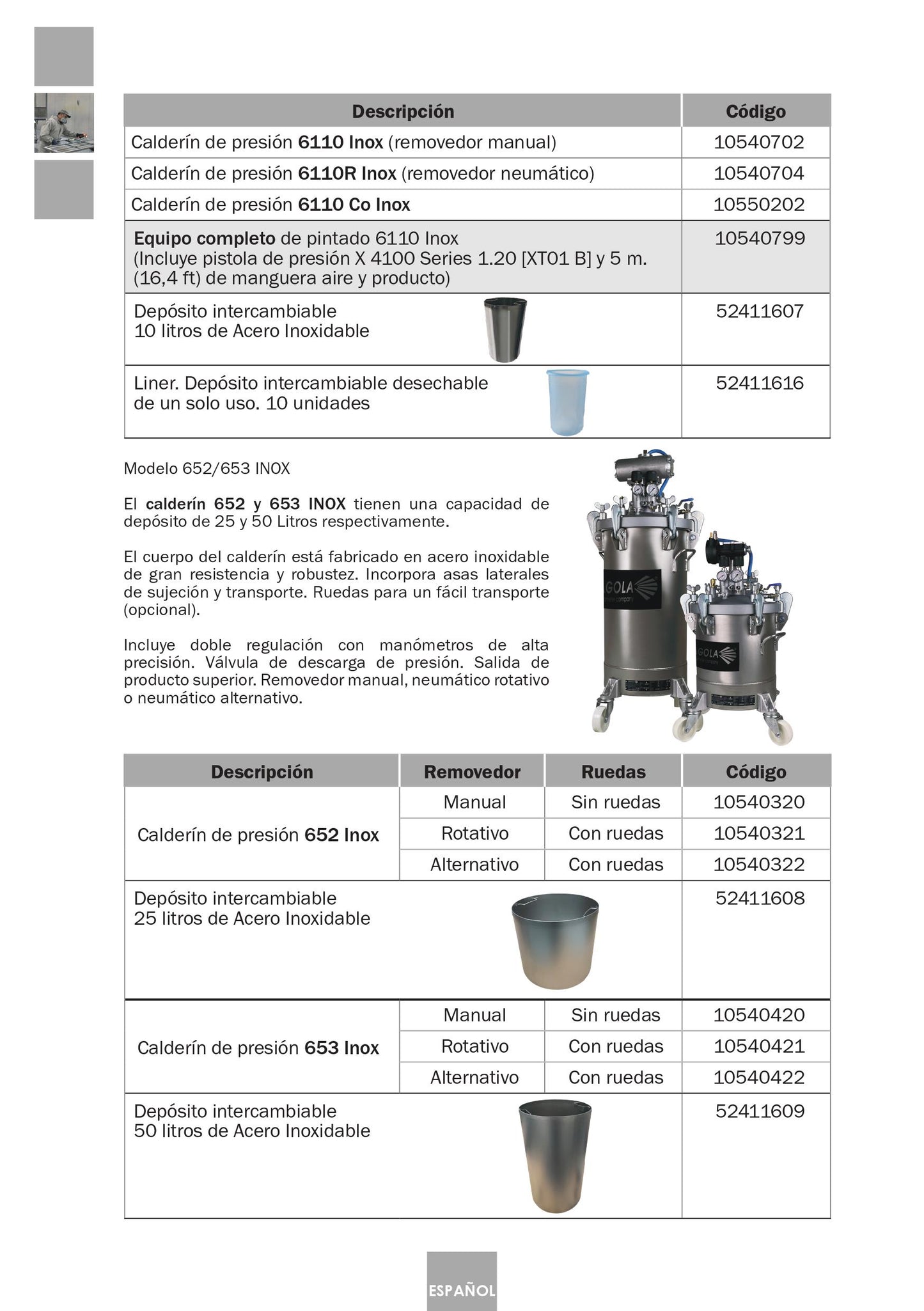 Serbatoio a Pressione Industriale 6110 Inox Articolo 10540701 Sagola