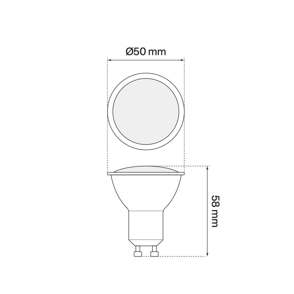 Spot LED GU10 - 6W - 220-240V - 50Hz - 120° - 450 lm - Luce Calda 3000K