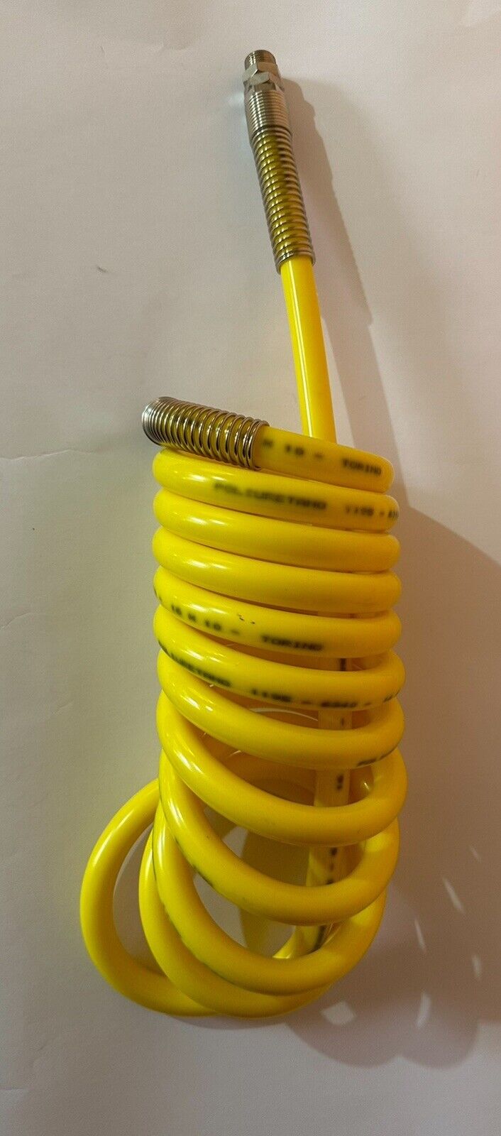 Tubazione Spiralata in Poliuretano per Aria Compressa - 16x10 mm, 3,5 mt, Giallo