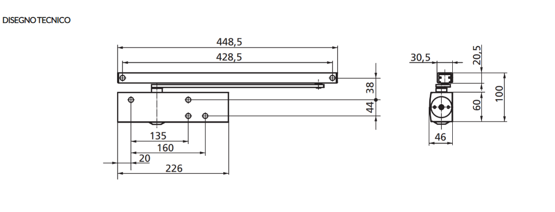 TS 3000V Geze Chiudiporta aereo per porte a battente anta fino a 1100 mm MARRONE