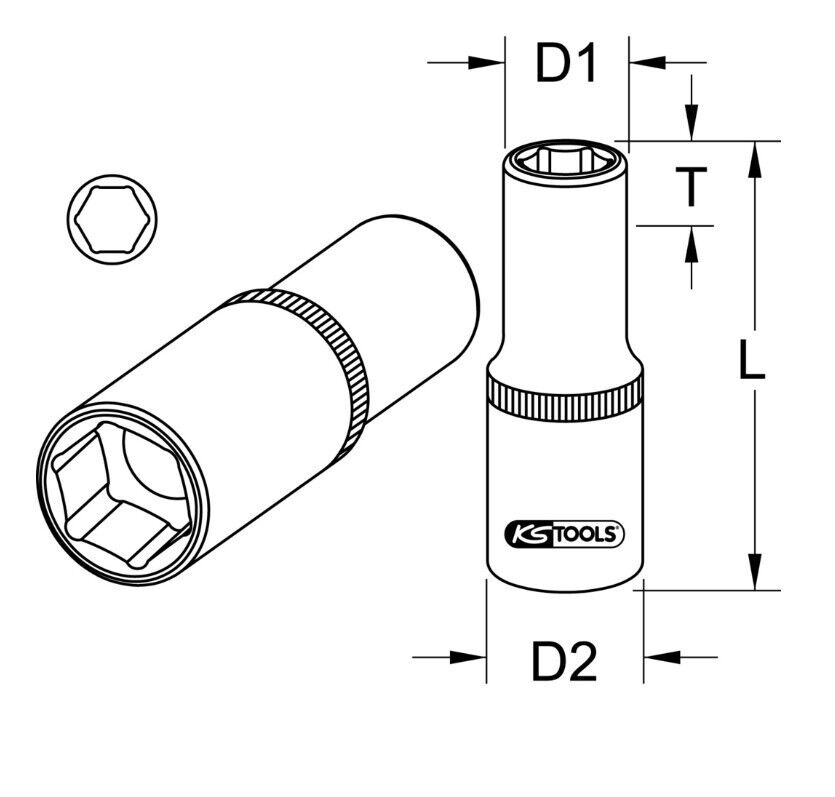Chiavi a Bussola esagonale CHROMEpluslunga da 3/8" KS TOOLS
