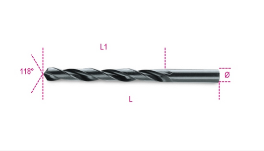 Short Series Cylindrical Twist Drills in Burnished Rolled HSS Steel