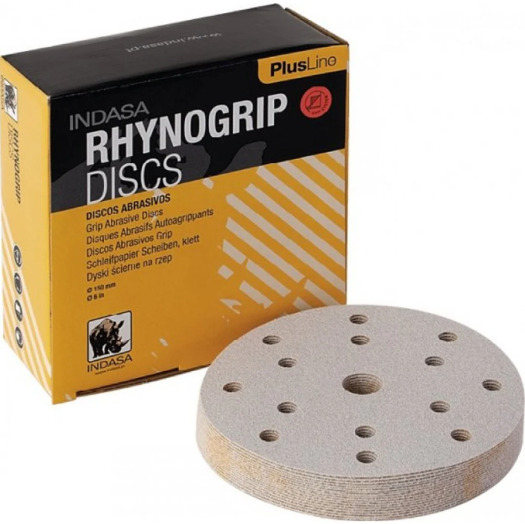 Indasa Rhynogrip Discs, Discos Abrasivos Grip, 150mm, 50 Discos