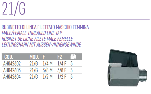 Rubinetto Valvola Mini Sfera M/F in Ottone Cromato ANI Italy