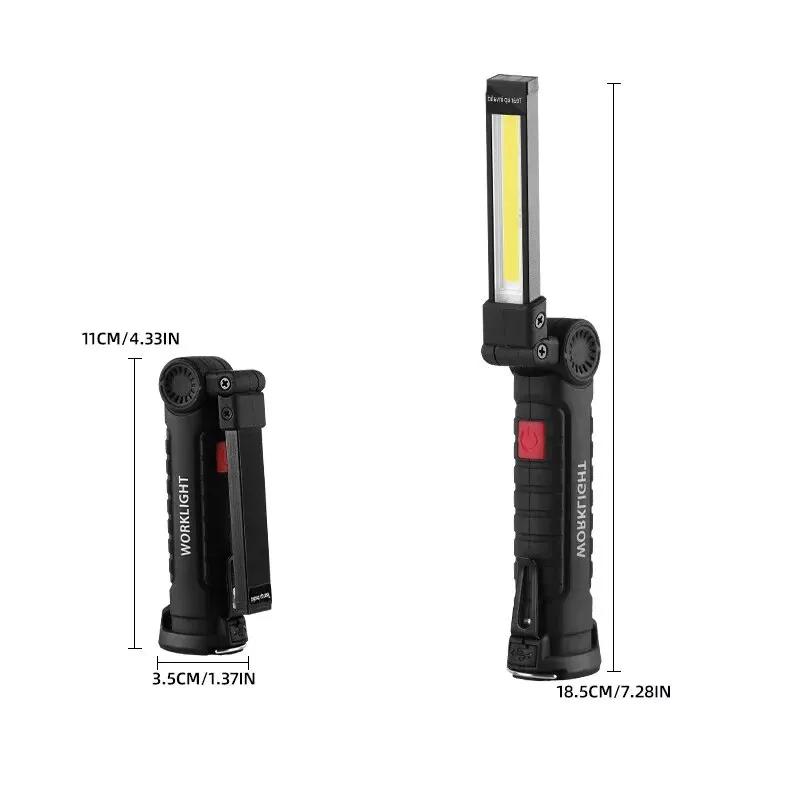 Multifunctional pocket-sized COB LED torch for work, rechargeable, magnetic and for camping