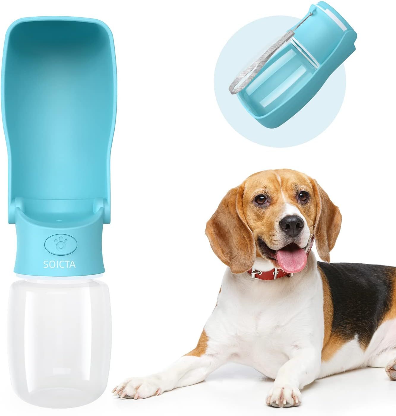 Botella de agua portátil para perros para caminar, botellas de agua portátiles para mascotas para cachorros, dispensador de agua para perros pequeños, medianos y grandes, cuenco de agua para perros, accesorios para perros