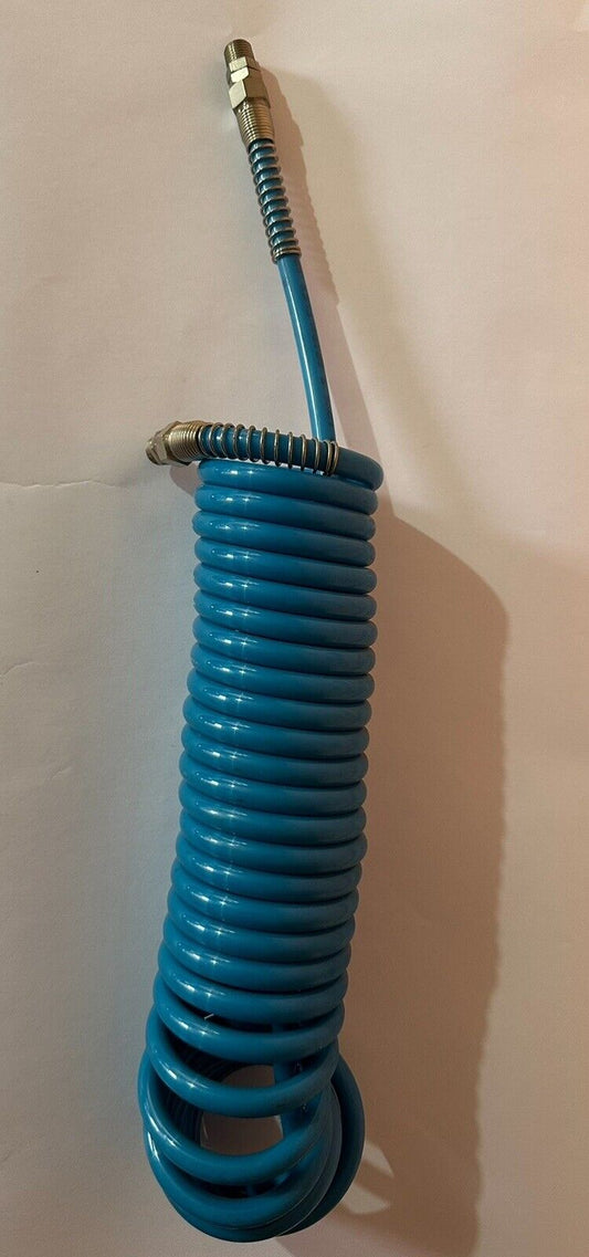 Spiral Polyurethane Hose for Compressed Air - 10x6.5 mm, 4.5 m, Blue