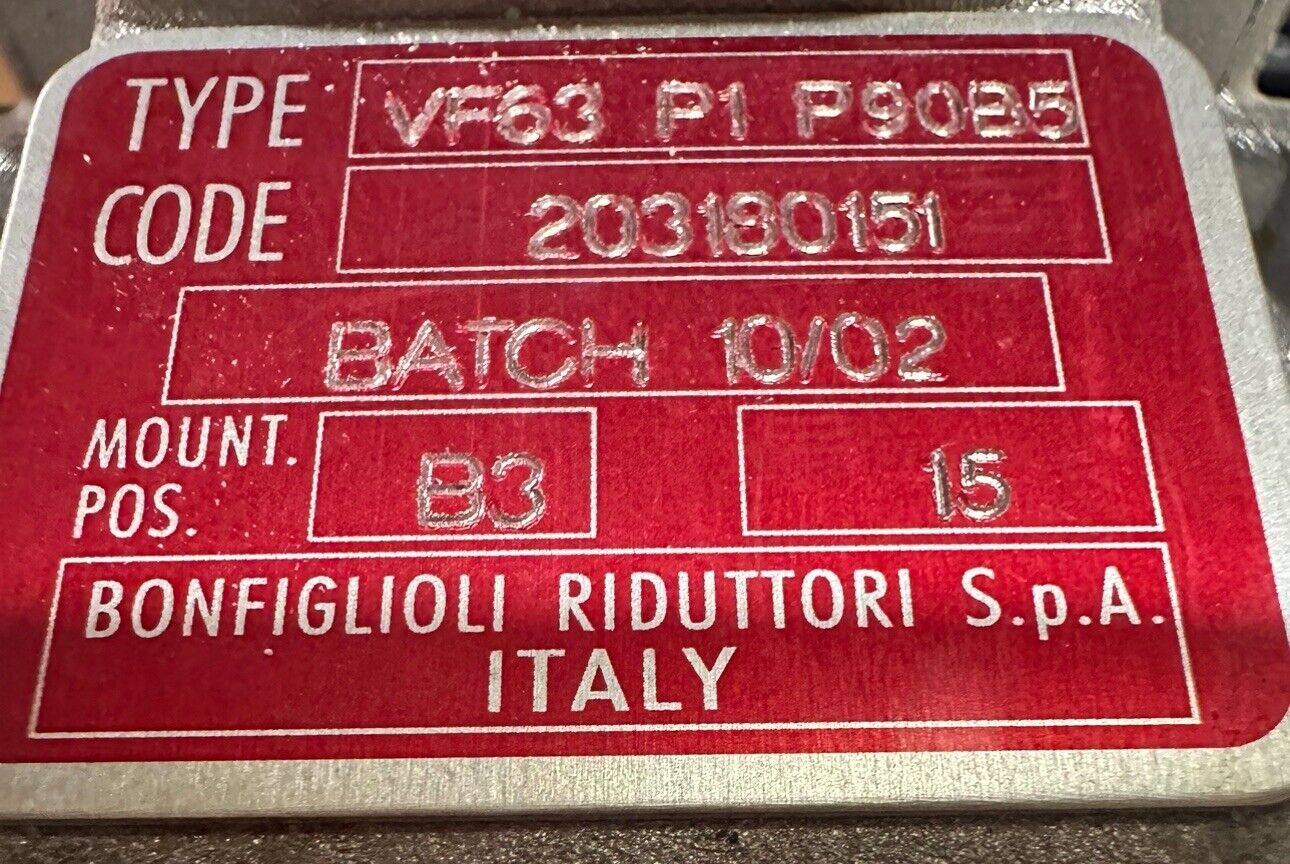 Riduttori a vite senza fine Bonfiglioli VF 63 P1 15 P90 B5 B3 Con Kit Flang VF63