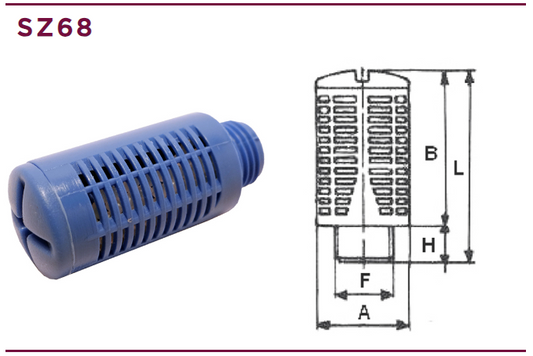 SZ 68 - Cylindrical dynamic silencer BSPP SZ680038 3/8'' 5 PIECES SZ680038