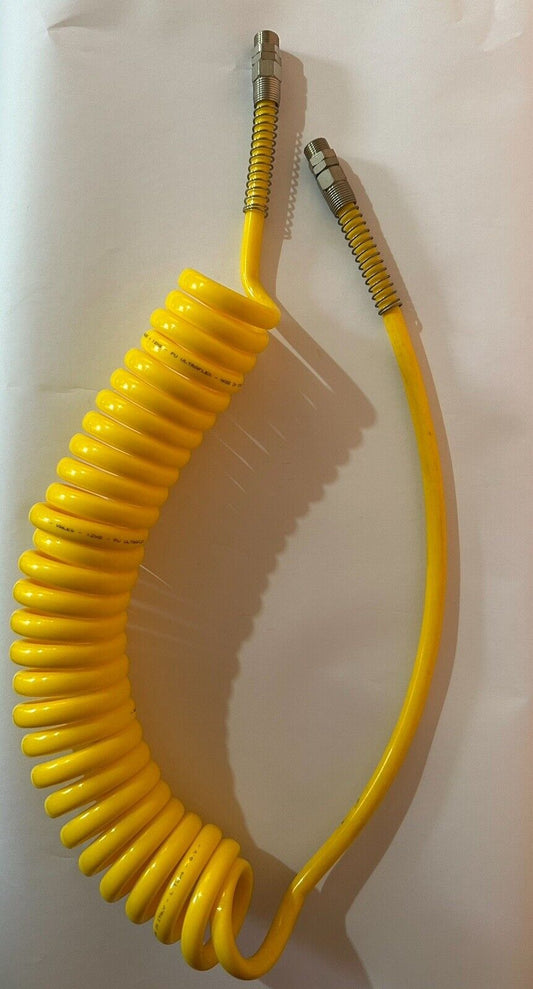 Spiral Polyurethane Hose for Compressed Air - 12x8 mm, 5 m, Yellow